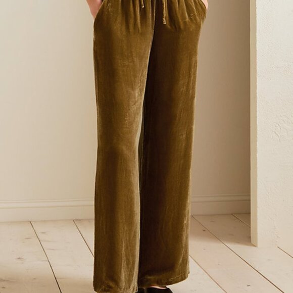 Garnet Hill ~new~ Elegant Black Velvet Wide Leg High Waisted Pants in size XL - Picture 11 of 12